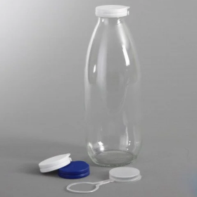1 Litre Cam Ayran Şişesi - Orjinal Kapaklı-20 Lİ PAKETTE