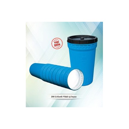 200 LT Konik Vidalı İçi Beyaz Bidon