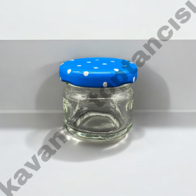 29 Cc. Cam Kavanoz - mavi KALP Puantiye Kapaklı - 220 Li