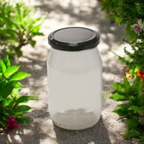 370 cc Siyah Kapaklı cam Kavanoz 90 lI PAKETTE