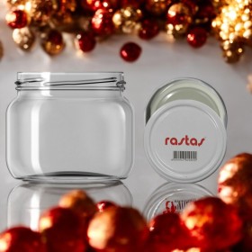 400 cc RASTAŞ Kapaklı Basık Cam Kavanoz-24 LÜ PAKETTE