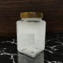 1000 Cc. Kare Cam Kavanoz - Gold Derin Kapaklı